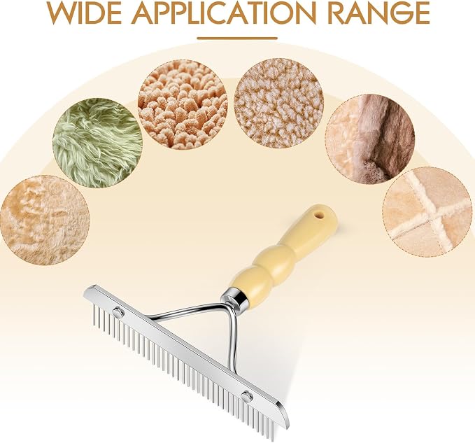 Metal Handheld Carpet Rake for Fluffy Plush, Pet Hair Removal Tool, Reusable - Image 5