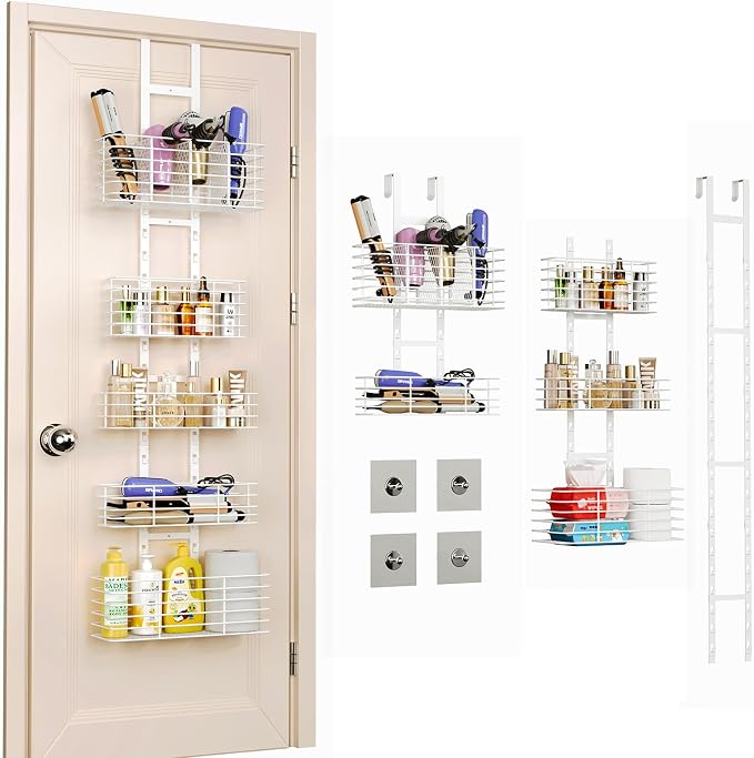 5-Tier Over The Door Organizer Bathroom Shelves Hair Tool Organizer by Yuyetuyo
