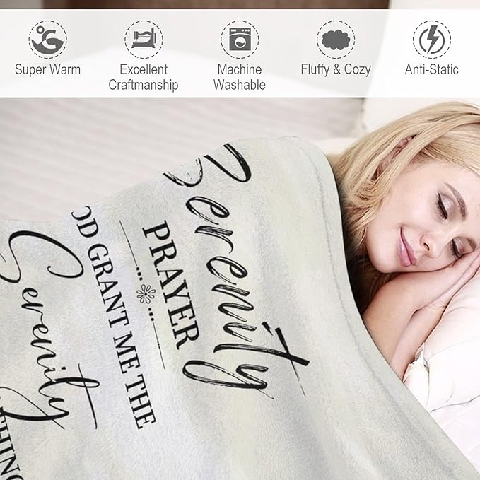 Serenity Prayer Blanket Christian Gifts for Women & Men Religious Throw Blanket Christian Blanket Bible Verse Blanket for Kids Adults Soft Warm Cozy Fleece Blanket for Couch Sofa Bed 60"x80"