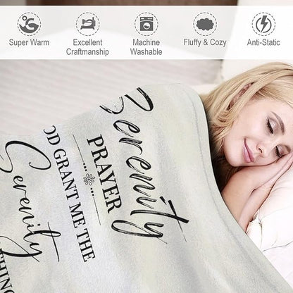 Serenity Prayer Blanket Christian Gifts for Women & Men Religious Throw Blanket Christian Blanket Bible Verse Blanket for Kids Adults Soft Warm Cozy Fleece Blanket for Couch Sofa Bed 60"x80"