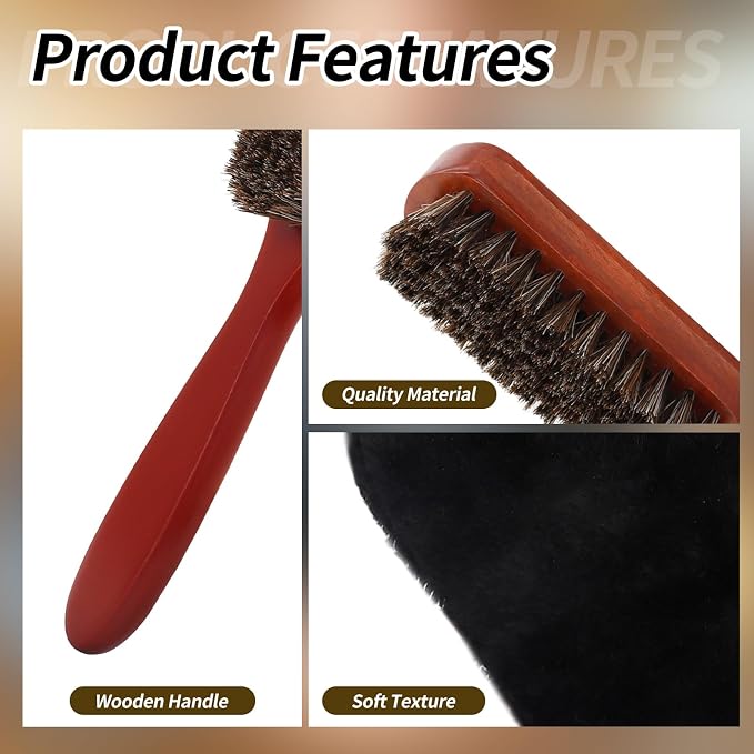3 Pcs Shoe Brush Kit, Premium Horsehair Shoe Brush - Image 3
