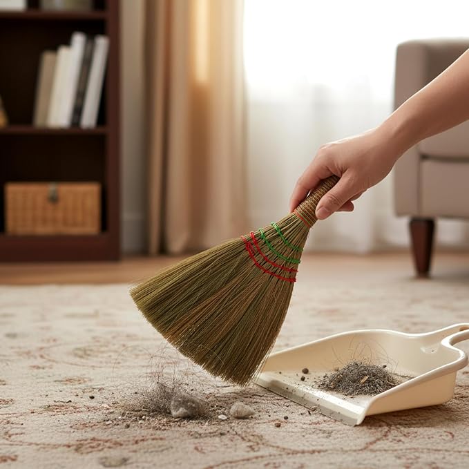 12 Inch Whisk Broom Hand Held, Corn Broom Straw Hand Brooms Handmade Short - Image 5
