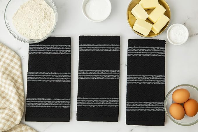 Serafina Home Black Kitchen Hand Dish Towels: Oversized 18" x 28", 100% Cotton - Image 5