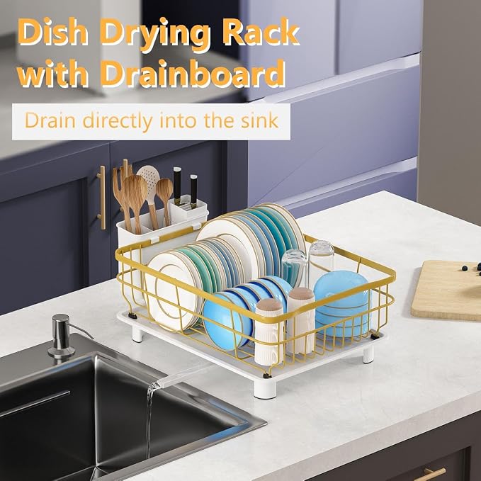 Iron Dish Drying Rack with Drainboard Dish Drainers - Image 2