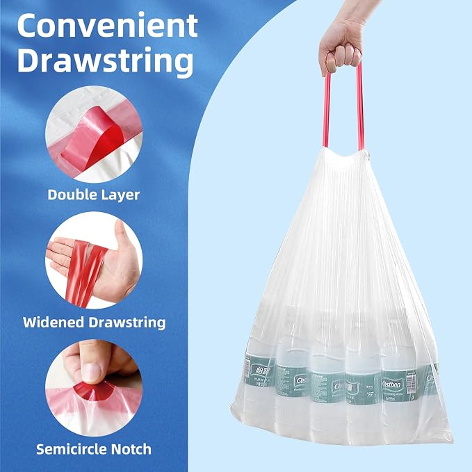13.2 Gallon Tall Kitchen Drawstring Trash Bags, Leak Proof, Waste Bag - Image 5