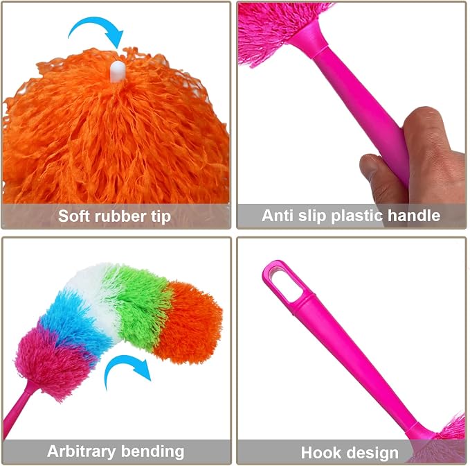 2 Pack Microfiber Hand Dusters, Bendable and Washable, Feather Duster - Image 5