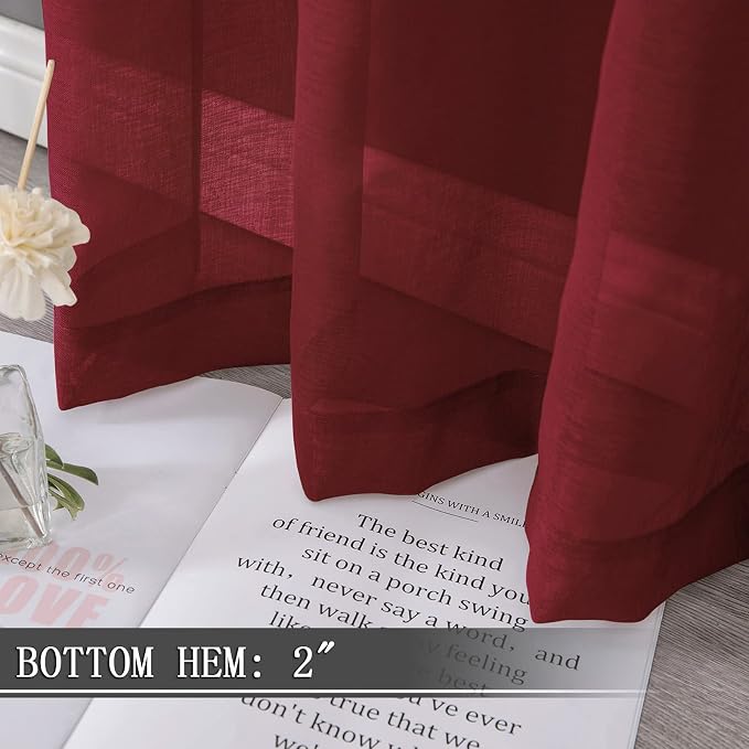 Tollpiz Sheer Tier Curtains Kitchen Linen Textured Half Curtain Sheers Light - Image 4