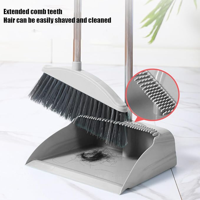 Broom and Dustpan Set for Home Indoor 180 Rotatable Standing Storage Buckle - Image 7
