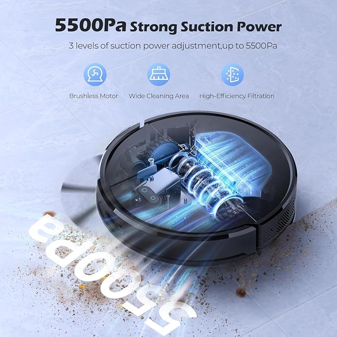 Lubluelu Robot Vacuum and Mop Combo, 5500Pa Robot Vacuum Cleaner - Image 4