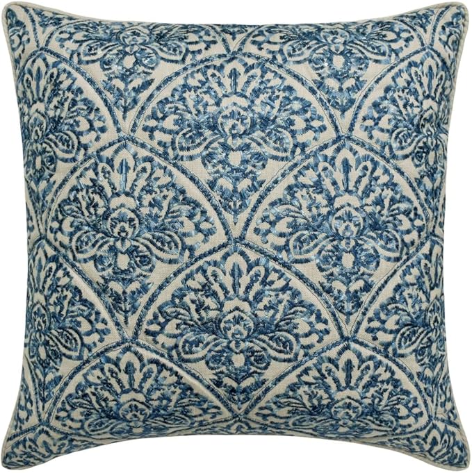The HomeCentric King/Queen/Twin Blue Designer Twin 53"x18" Bed Runner with 2 Pillow Cover, Embroidery, Quilted Bed Scarf on Cotton Fabric - Farzeen Blue