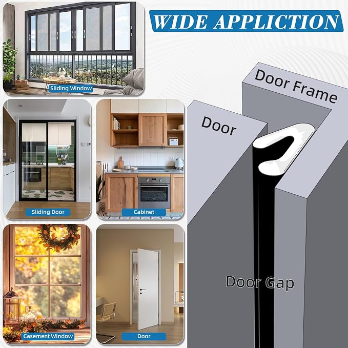 V-Shaped Weather Stripping Door Seal, 52.5FT Draft Stopper - Image 2