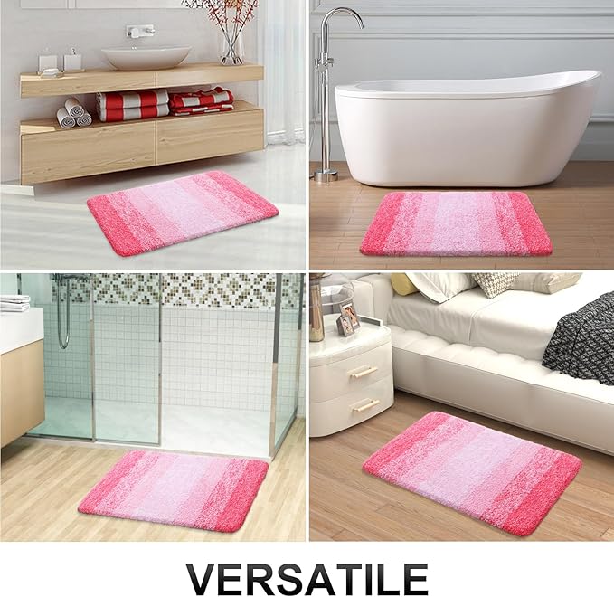 OLANLY Bathroom Rugs Mat 30x20, Extra Soft Absorbent Microfiber Bath Rugs, Rubber Backing, Quick Dry, Machine Washable Bath Mats for Bathroom Floor, Tub and Shower, Home Decor Accessories, Pink