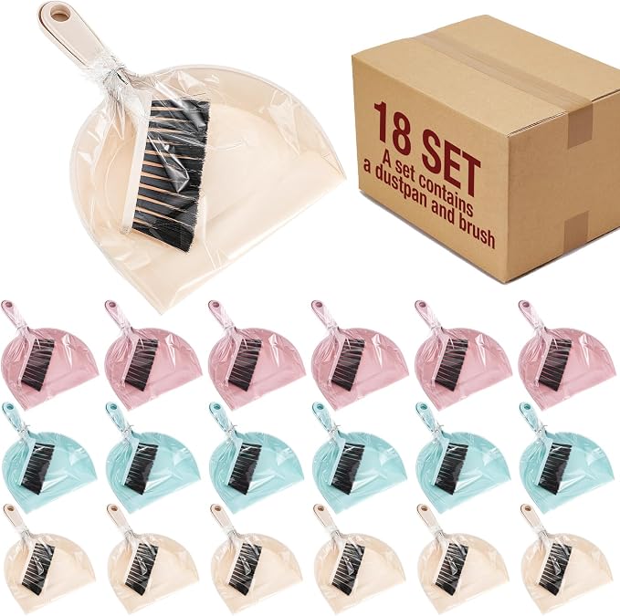 Sliner 18 Pack Mini Dustpan and Brush Set Plastic Dust Pans by Sliner