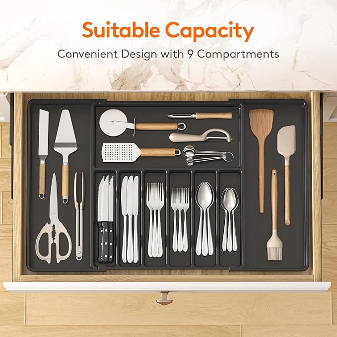 Lifewit Silverware Drawer Organizer, Expandable from 16.9 to 30 inches - Image 3
