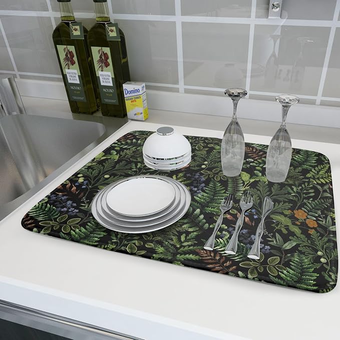 Black Sage Green Plant Dish Drying Mat - Image 6