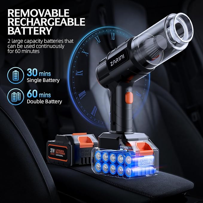 Car Vacuum Portable Cordless, 000Pa High Power Dust Buster, 6-in-1 Handheld - Image 3