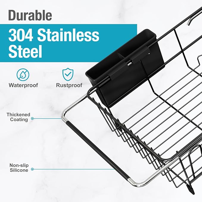 Over The Sink Expandable Dish Drainer Drying Rack in Stainless Steel - Image 5