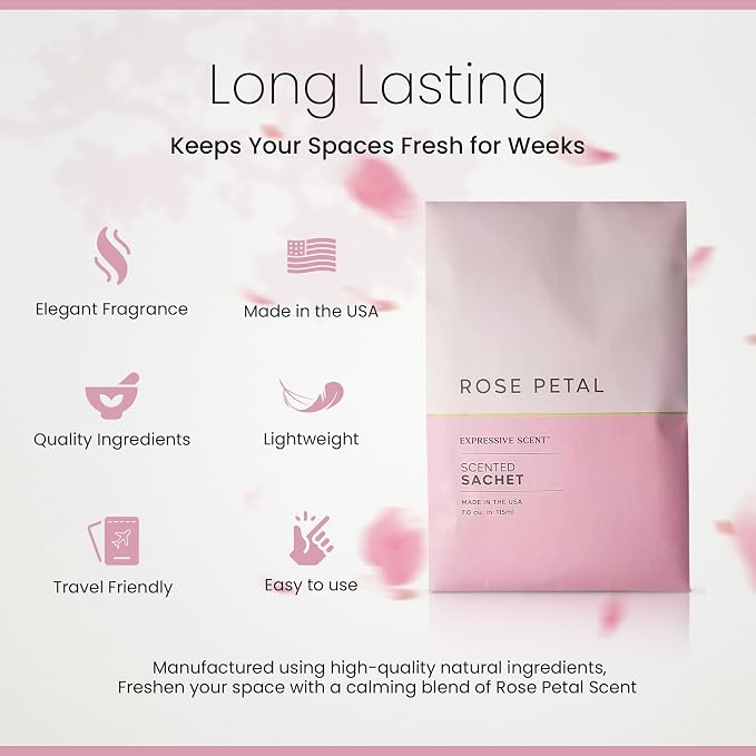 Expressive Scented Fresh Scent Pouches – Perfect Rose Petal Air Freshener – - Image 3