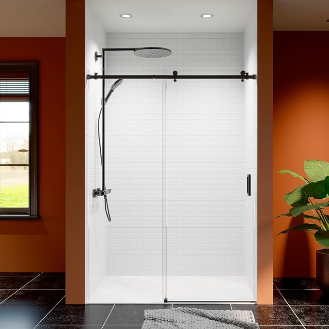 50-54 Inch Frameless Sliding Shower Door, 5/16" Clear Tempered Glass, Smooth - Image 9