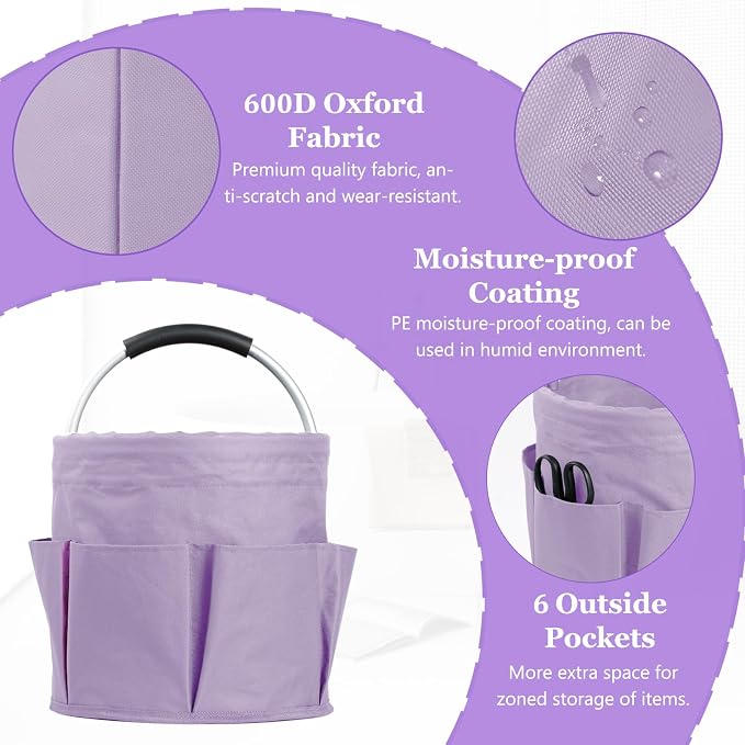 17L Purple Shower Caddy for Women, Foldable Cleaning Caddy - Image 5