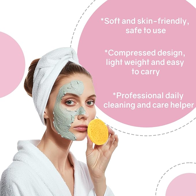 50-Count Compressed Facial Sponges, 100% Natural Cellulose Cosmetic Make Up - Image 6