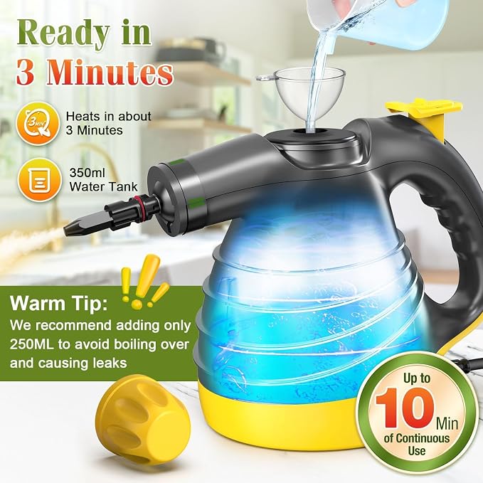 Handheld Pressurized Steam Cleaner, 1050W Multi-Surface Steamer - Image 5