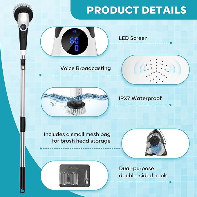 YKYI Electric Spin Scrubber-Cordless Power Scrubber - Image 4