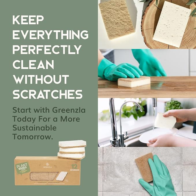 Greenzla Kitchen Sponges, Plant-Based Dish Sponges, Non-Scratch Sisal Hemp - Image 6