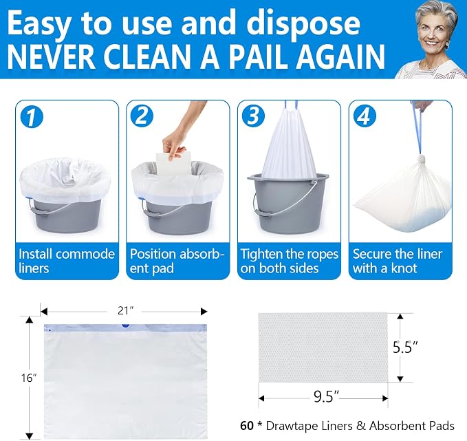 Commode Liners with Highly Absorbent Pads - Image 4