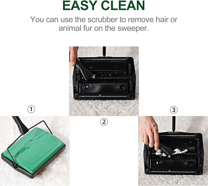 Yocada Carpet Sweeper Cleaner for Home Office Low Carpets Rugs Undercoat - Image 4