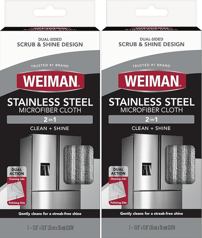 Weiman Microfiber Cloth for Stainless Steel, Safely Traps and Removes Dirt by Weiman