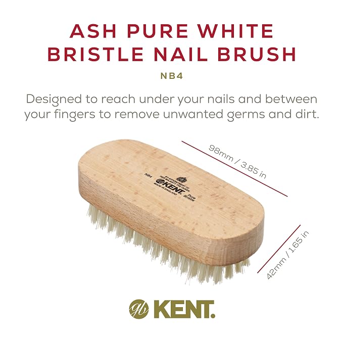 Kent NB4 Natural Bristle Fingernail Brush and Hand Scrub Brush - Image 2