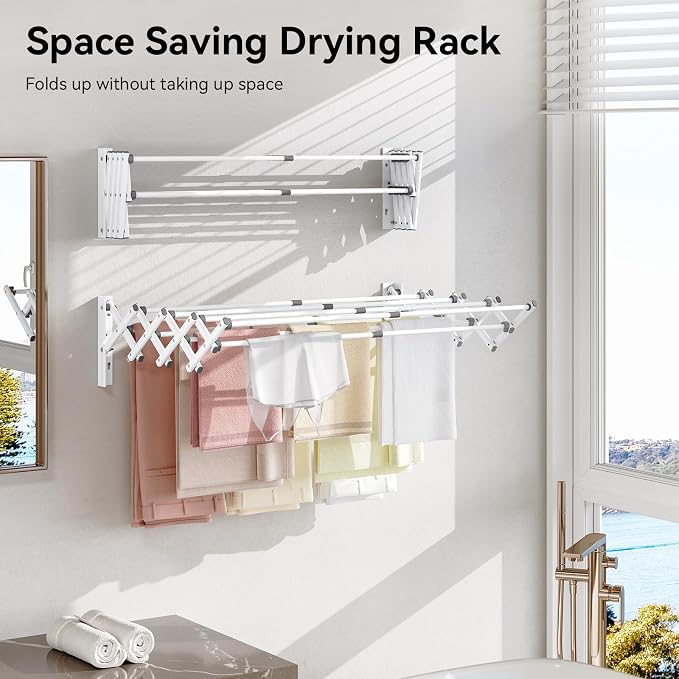 APEXCHASER Wall Mounted Clothes Drying Rack, Laundry Drying Rack Retractable - Image 5
