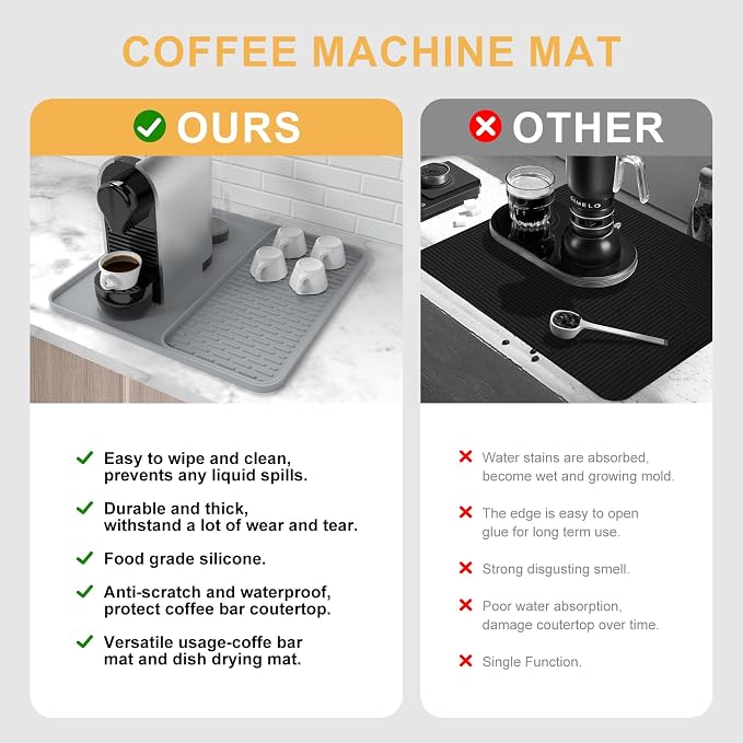 Silicone Coffee Mat, Coffee Bar Accessories Fit Under Coffee Maker Coffee - Image 6