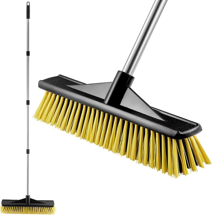 16" Push Broom for Outdoor Heavy Duty, Push Brooms by LAWFIMORI