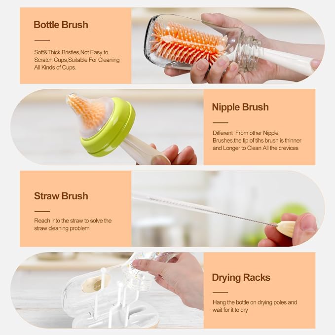 Bottle Brush Set, Travel Bottle Cleaner Kit - Image 3