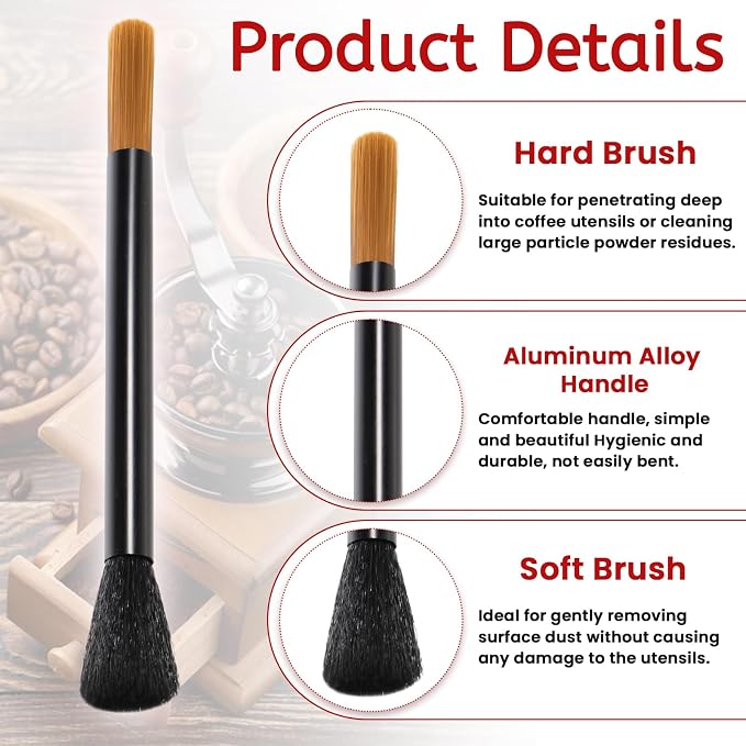 Giantree Dual Head Coffee Brush, Coffee Grinder Brush, Dusting Espresso Brush - Image 6