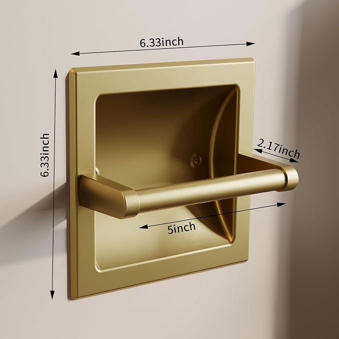 Recessed Gold Toilet Paper Holder, in Wall Toilet Paper Holder Pivoting - Image 7