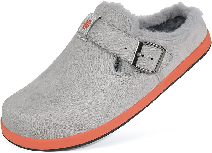Fur Lined Clogs for Women Men Suede Winter Slippers Arch Support Slip on Mules - Image 2