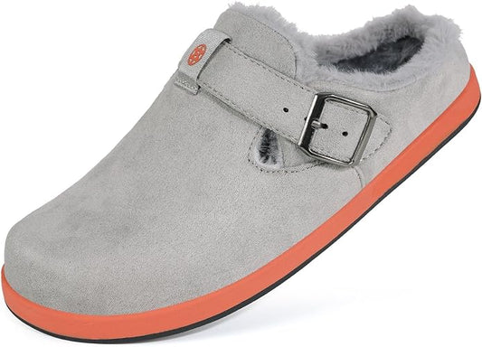 Fur Lined Clogs for Women Men Suede Winter Slippers Arch Support Slip on Mules - Image 2