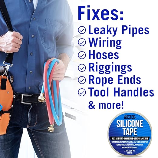 Clear Heavy Duty Silicone Tape, Self-Fusing Rubber Hose and Plumbing Water Pipe - Image 3