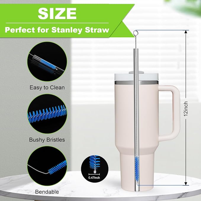 Straw Cleaner Brush for Stanley, 12 Inch Extra Long Straw Brush Cleaner - Image 3