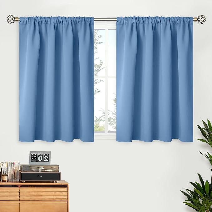 BGment Denim Blue Blackout Curtains 36 Inches Long by BGment