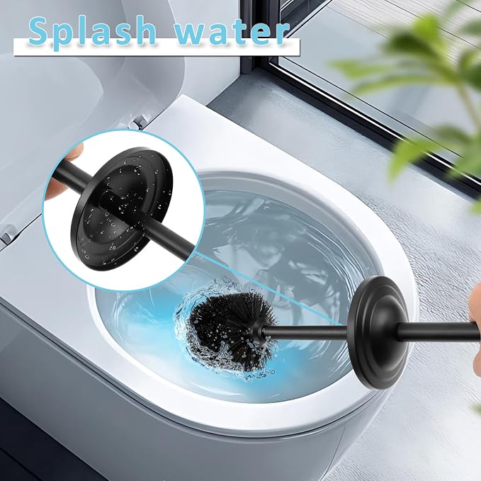 Black Toilet Brush and Holder Set, 304 Stainless Steel Toilet Bowl Brush and - Image 4