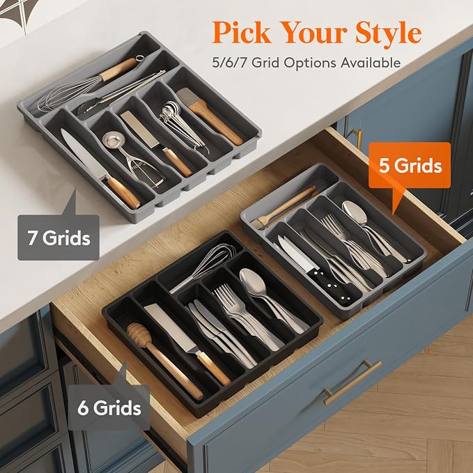 Lifewit Silverware Drawer Organizer Tray, Plastic Cutlery Storage - Image 7