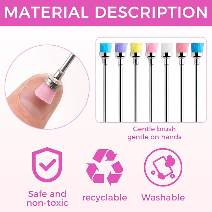 7PCS Nail Drill Bit Cleaning Brushes Set, Nail Dust Brush - Image 5