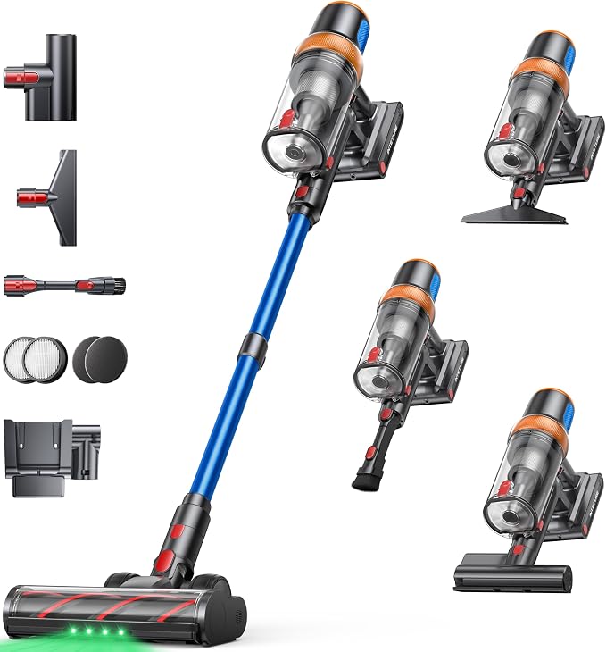 Cordless Vacuum Cleaner, 650W 55KPA 70Mins Vacuum Cleaners by INTETURE