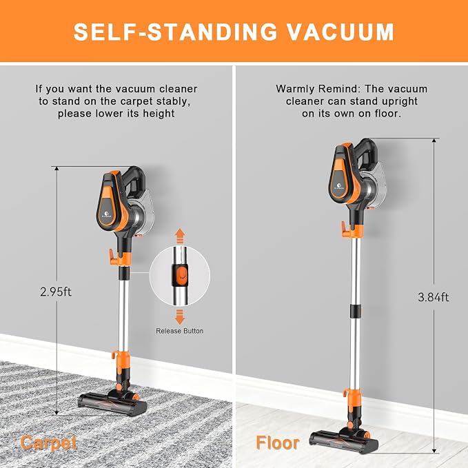23Ft Corded Vacuum Cleaner, 600W Powerful Self-Standing Stick Vacuum - Image 5