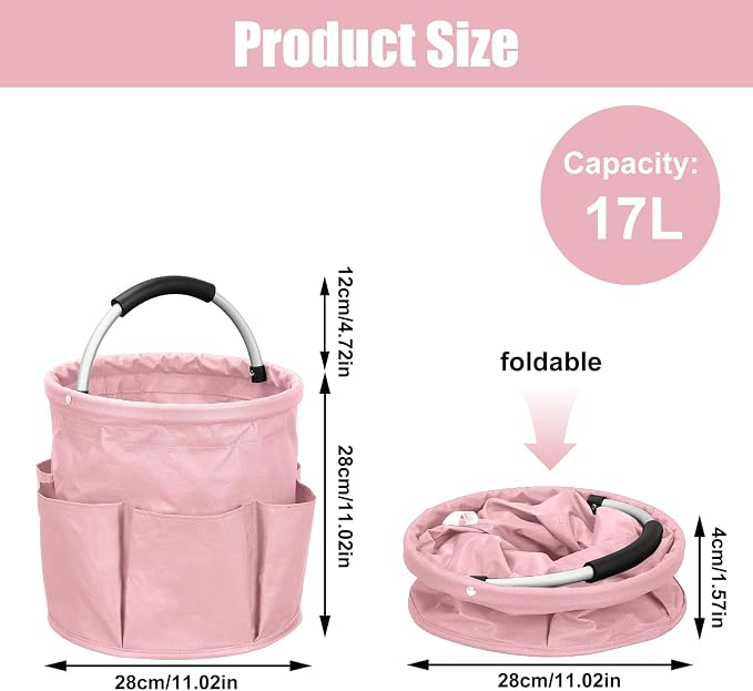 17L Cleaning Caddy with Handle, Foldable Cleaning Supply Caddy with 6 Pockets - Image 2