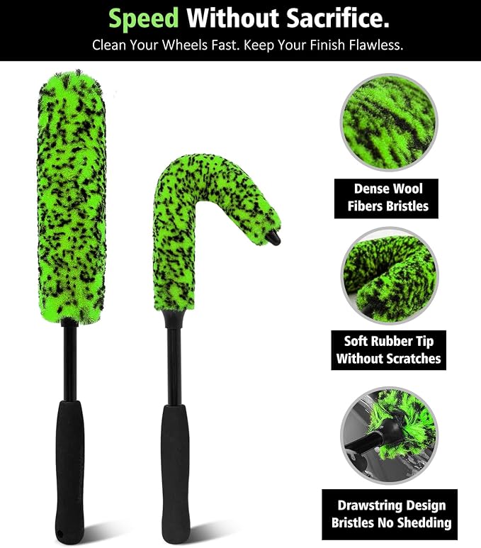 YeewayVeh 3PCS Quick Car Wheel Brush Kit, 2-Size 360° Bendale Rim Cleaner - Image 4